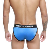MetroMaleWear active brief royal 3303-18 blue metallic briefs with black waistband featuring metrowear logo