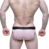 Pink ribbed briefs with black elastic waistband by metro malewear air brief pink 3803-02