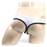 MetroMaleWear Alcala Thong black 7102-20 white mesh briefs with black trim front view breathable underwear