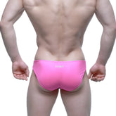 Bright pink MetroMaleWear Alegria Bikini 5233-02 swim trunks with sleek form-fitting design for men