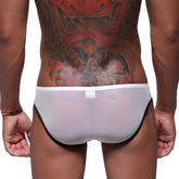 White mesh briefs with black trim metro male wear alexa bikini black 1005-20 showing front side