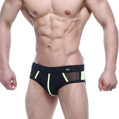 MetroMaleWear Alonzo swim brief green black neon athletic briefs with breathable mesh panels for active use