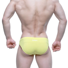 MetroMalewear aluсhe bikini yellow men’s briefs with subtle white logo on waistband bright yellow cotton blend