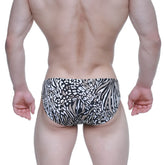 MetroMalewear amur bikini 5103-m62 zebra-striped black and white swim trunks with bold animal print pattern