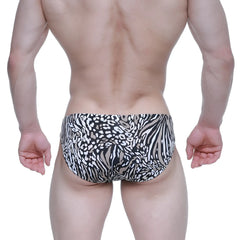MetroMalewear amur bikini 5103-m62 zebra-striped black and white swim trunks with bold animal print pattern