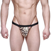 Leopard-print thong with black elastic waistband from metromalewear animal string gold 1014-60 for men