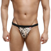 MetroMalewear animal string tiger 1014-62 leopard-print thong with black elastic waistband front view