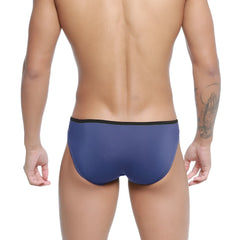 Navy blue briefs with a black elastic waistband by metromalewear arc bikini style 2206-28 for comfortable daily wear