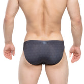 Dark gray swim trunks with textured hexagonal pattern metro malewear armour bikini 5103-m41 front view