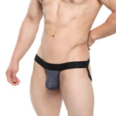 Black and gray honeycomb-patterned men’s briefs with supportive contoured design metro male wear armour jock strap 3001-m41