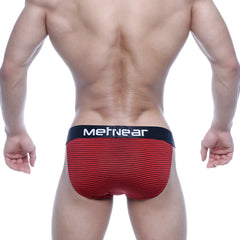 Red striped men’s briefs with black metnear waistband from metromalewear asian bikini red stripe 3004-47 collection