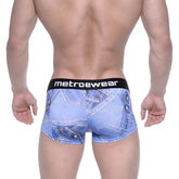 Blue denim patterned men’s briefs with black metroewear waistband metro malewear asian short boxer denim blue 2026 56