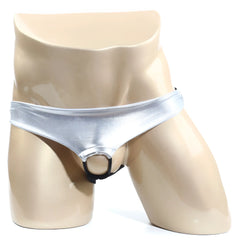 MetroMaleWear Asunto jock strap silver metallic briefs with black ring front for comfortable support