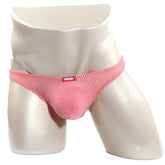 Metro male wear awesome thong orange 2302-s02 pink striped cotton briefs with textured front panel