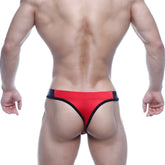 MetroMaleWear basic thong red 2502-12 with snug form-fitting design in red and black showing the back side