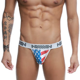 Metro malewear batalla g-string 2912-91 american flag themed men’s briefs with white waistband and gray lettering