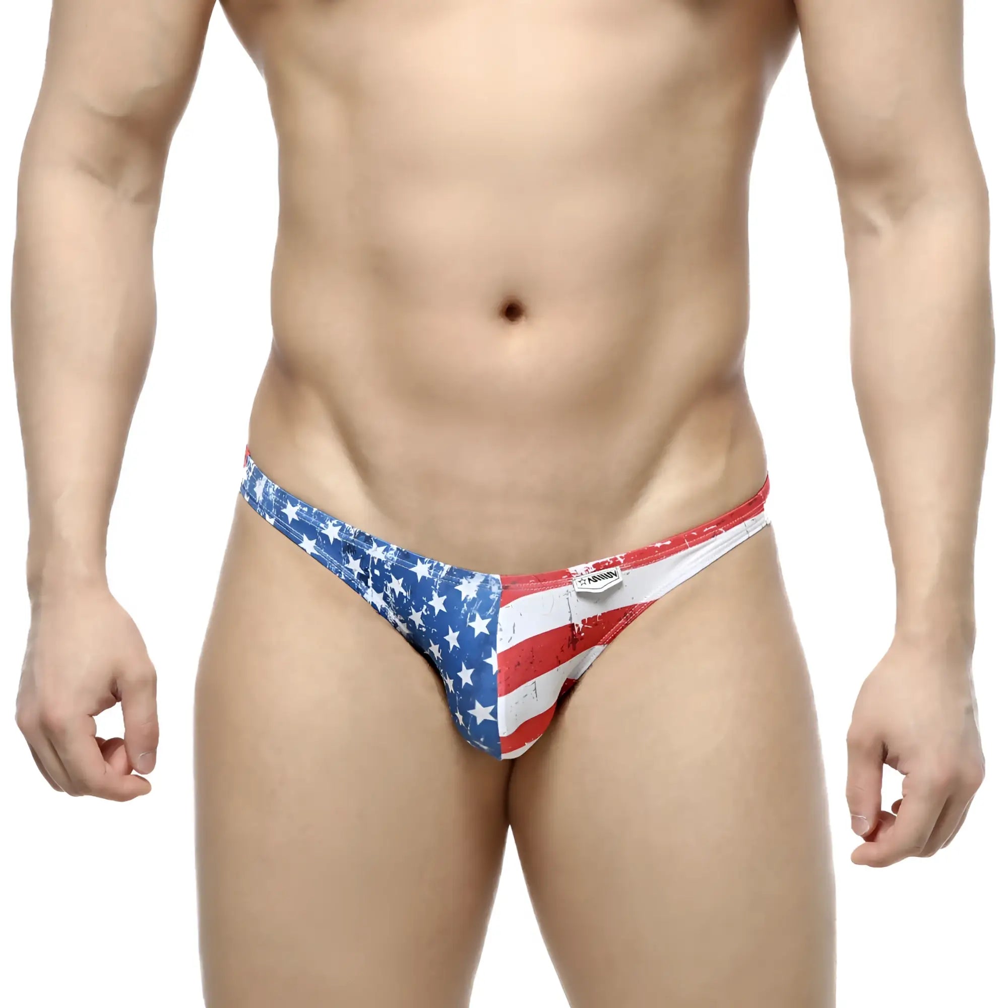 MetroMaleWear Batalla Hip Bikini 6003-95 thong with distressed American flag design in red white and blue colors