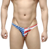 MetroMaleWear Batalla Hip Bikini 6003-95 thong with distressed American flag design in red white and blue colors
