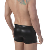 MetroMaleWear Black trunk 2017-20 shiny faux leather briefs with sleek form-fitting design front view