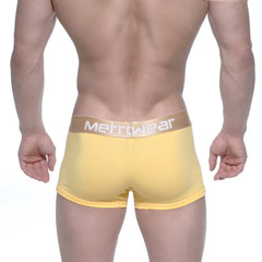 Yellow MetroMaleWear body boxer briefs with gold waistband and white lettering comfortable for everyday wear