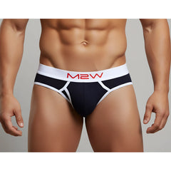 MetroMaleWear bold ribbed black briefs with red m2w branded waistband for comfortable everyday wear