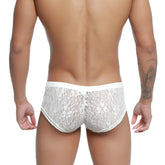 MetroMaleWear bordado trunk ivory 2125-57 white lace men’s briefs with floral pattern and elastic waistband
