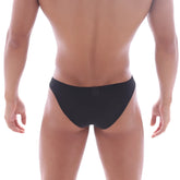 Black briefs with a smooth form-fitting design shown from the back metroMaleWear Bosillo half back bikini black 3504-20