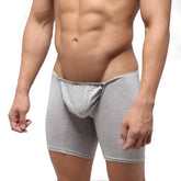 Gray heathered mens briefs with contoured pouch and elastic waistband metro male wear bosillo long boxer gray 3514-10