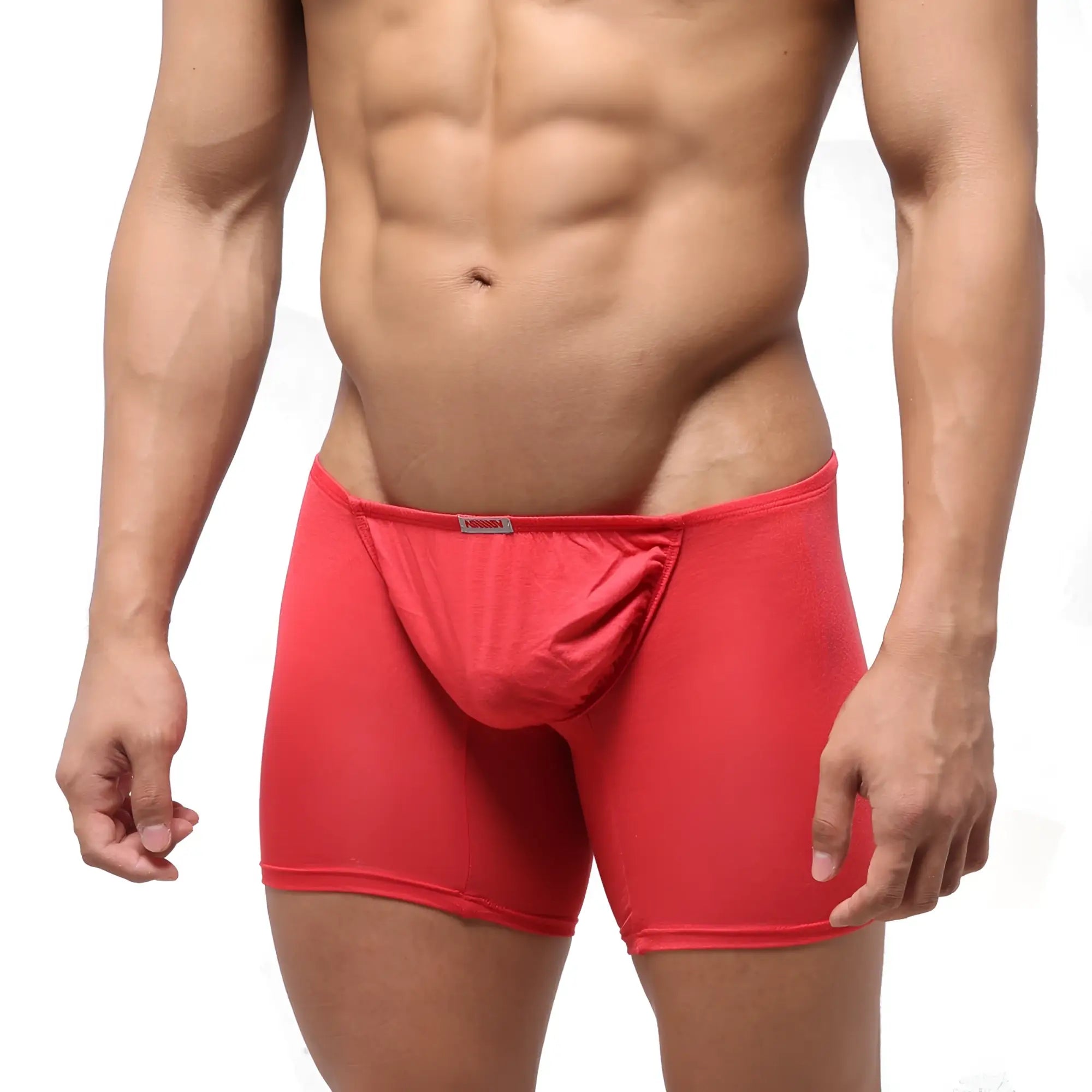 Metro male wear bosillo long boxer red 3514-12 red men’s boxer briefs with contoured pouch and elastic waistband