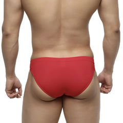 MetroMaleWear Bosillo swim bikini red 4967-12 features smooth, form-fitting red men’s swim trunks for active use