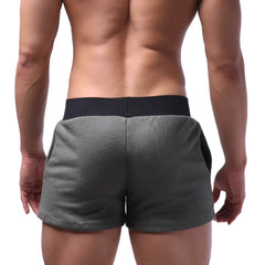 Gray heathered MetroMaleWear Boston athletic shorts with black elastic waistband for active wear