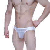 White sheer mesh briefs with a solid white waistband from MetroMaleWear brief 2.0 attraction 3603-71
