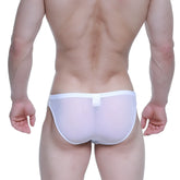 White sheer mesh briefs with solid white waistband from MetroMaleWear Brief 2.0 Attraction 3603-71