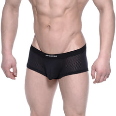 Black mesh briefs with solid metroweave waistband metroMalewear bulge boxer 3013-70 in black color