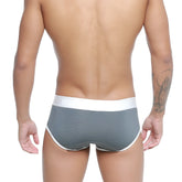 Metro male wear cairo brief gray 5106-11 gray textured cotton briefs with white elastic waistband and trim