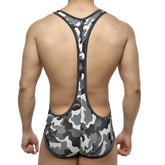 Metro malewear camo grey wrestler 2093-10 gray and black camouflage wrestling singlet with racerback design