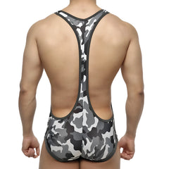 Metro malewear camo grey wrestler 2093-10 gray and black camouflage wrestling singlet with racerback design