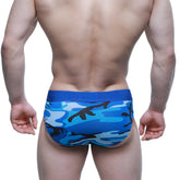 MetroMaleWear Camouflage brief 5203-18 blue and black patterned men’s briefs with solid blue elastic waistband