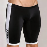 Black and white MetroMaleWear Campus Jammer athletic shorts with vertical white stripes and m2w branding on left leg