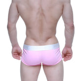 Metro male wear candy coated pink trunk 2026-25 pink athletic briefs with white elastic waistband for active use
