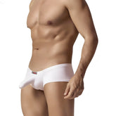 White mens underwear metro malewear cannon boxer nude with sculpted design and small red logo on waistband
