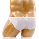 White smooth-textured briefs on a mannequin metro male wear cannon hip brief nude 2203-02 in white color