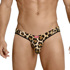 MetroMaleWear Cannon thong animal 2202-60 leopard print men’s thong with black trim and red brand tag