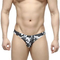 Metro malewear capri bikini army grey 6103-39 black gray and white camouflage patterned snug fit men’s briefs