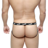 Black sup brand thong with white sup lettering on waistband metro malewear cara jock strap black 1031-20