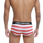 Red and white striped mens briefs with black metrowear waistband metro malewear castro trunk patriot 2213-90