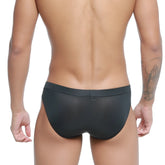 Black sheer swim trunks with solid waistband from metroMalewear cebolla bikini black 5105-31 product image