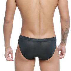 Black sheer swim trunks with solid waistband from metroMalewear cebolla bikini black 5105-31 product image