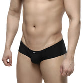MetroMaleWear cheek black 2028-20 black men’s briefs sleek form-fitting design with small white logo on waistband