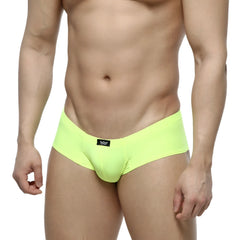 Bright neon green briefs with black logo tag at waistband from MetroMaleWear cheek neon green 2028-07 collection